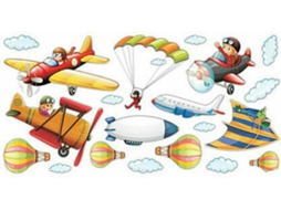 Adesivos Parede Criativos Design Colorido Avião Estilo Grafite Pvc Fáceis Aplicar Seguros Decorar Quartos GOKOCO