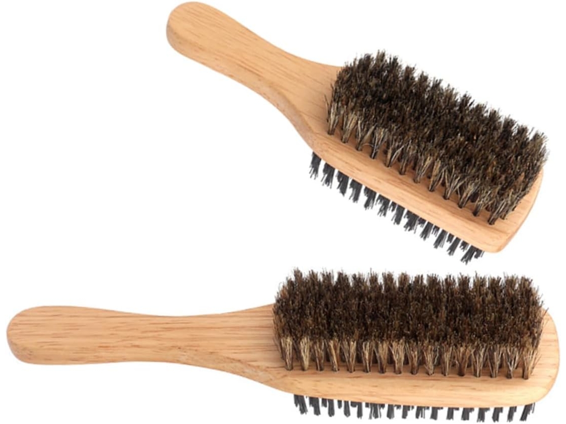 Escovas De Cabelo Com Cerdas Javali E Madeira Seringueira, Conjunto De 2, Dupla Face, Escovação E Alisamento Suaves Para