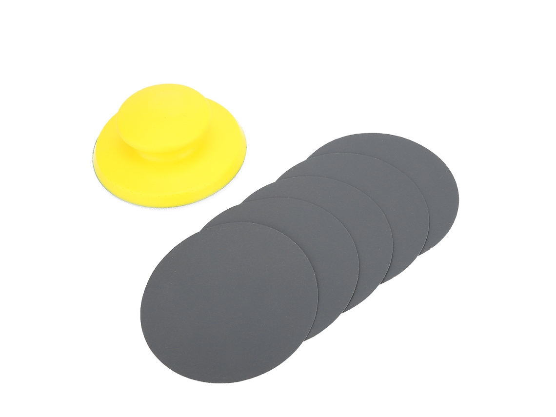 Bloco de lixa manual de 5 camadas com fita de velcro e 5 discos de lixa de grão 1500