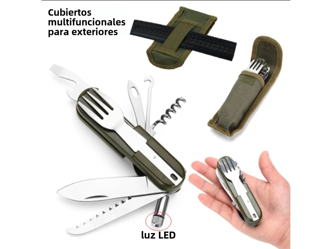 Conjunto de Facas Portáteis Verdes Militares para Camping, com Estojo Artesanal em Aço Inoxidável. MDUG