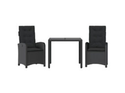 Garden Dining Set, Garden Dining Sets Vidaxl Preto Rattan / Vime (90 Cm Table Length)