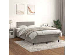 Vidaxl Cama Boxspring C/ Colchão 120x200 Cm Veludo Cinzento-claro