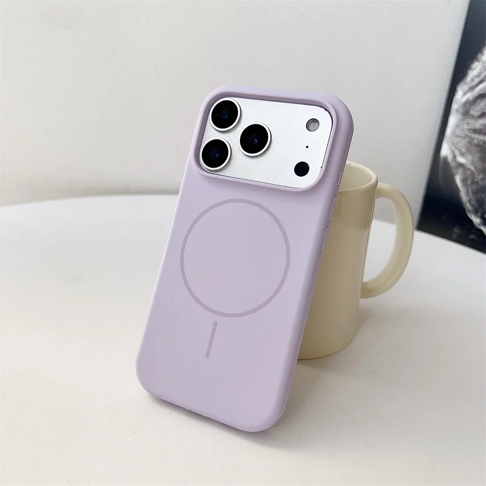 Capa Protetora Magnética De Silicone Líquido (iphone 16, Roxa), Compatível Com Carregamento Sem Fio Magsafe.