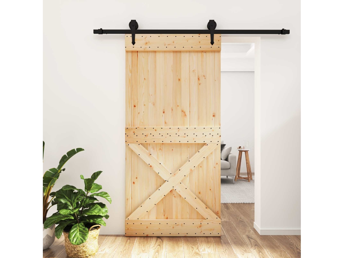 Vidaxl Porta Deslizante Natural E Preto 100 X 210 Cm