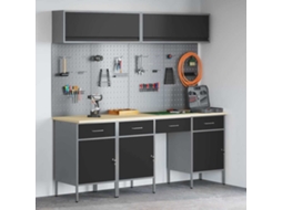 Vidaxl Conjunto De Armários De Trabalho Com Gaveta 10 Unid. Preto