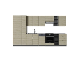 Cozinha Fame-line, 355cm, Pt Mármore, Painel Em Carvalho/antracite, Vicco 51476