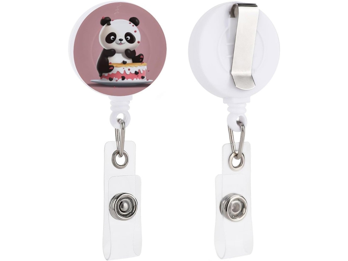 Carretel Retrátil Com Clipe De Jacaré, Chaveiro, Porta Crachá Panda Bolo De Identificação, Porta Crachá