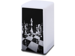 Luminária De Mesa Preta E Branca A Bateria Com Estampa Xadrez, Ideal Para Leitura Em Escritórios E Quartos, Além De Ser