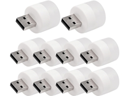 Lâmpada Usb Genérica, Pacote Com 10 Unidades Luminária De Leitura Usb, Prática E Portátil, Redonda, Para Computador