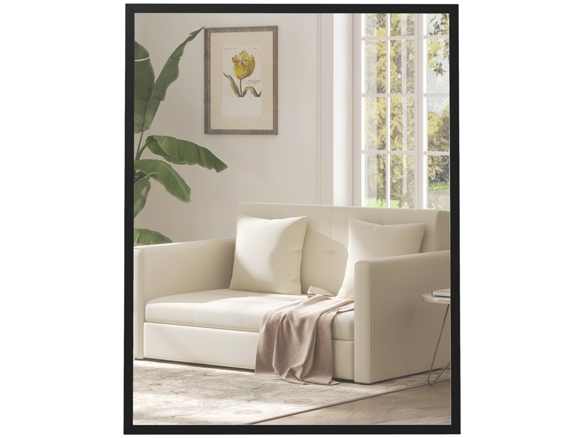 Espelho de Parede Mdf, Vidro Cor Preto 70x2x90 cm Homcom