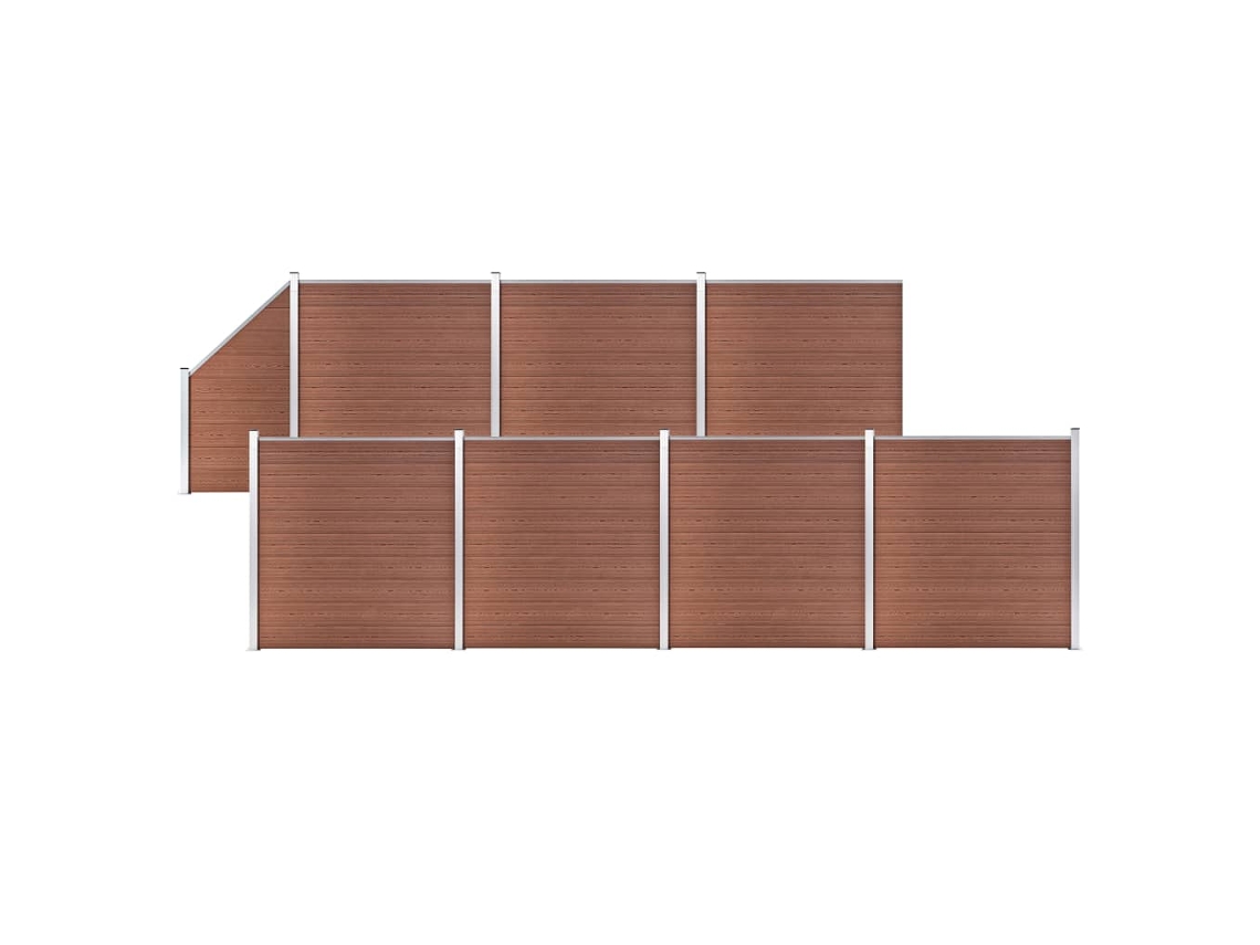 Vidaxl Painel Vedação Wpc 7 Quadrados+1 Inclinado 1311x186cm Castanho