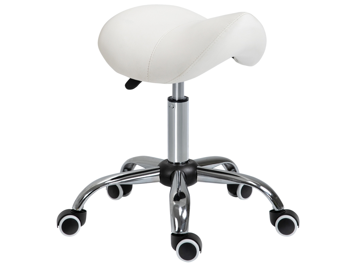Banquinho com Rodas Ajustável (giratório, 49 61cm, Branco)