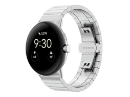 Bracelete de Smartwatch para Google Pixel Watch One Bead Borboleta Fivela Metal Watch Band Prata VENISYMLIS