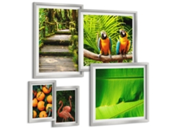Quadros Decorativos Para Parede Aquarela, Folhas Em Tons Pastel Moldura Preta Imagens Para Um Quarto Infantil Espelharte (conjunto De 5 Imagens)