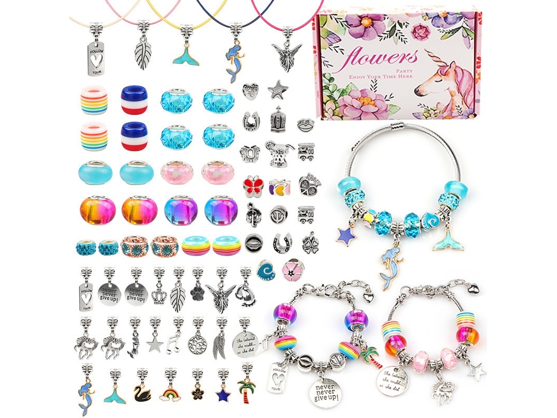 Kit Diy Para Criar Pulseiras Com Contas E Correntes, 73 Peças Elysve