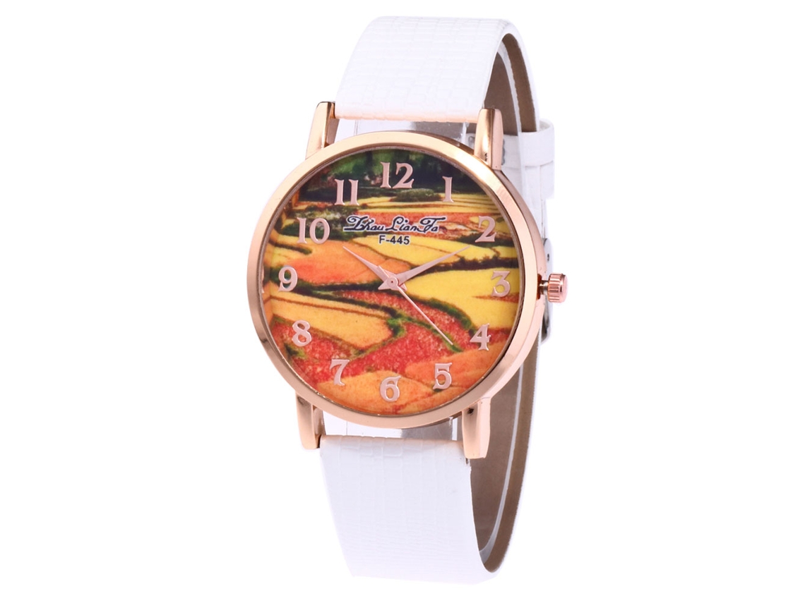 Relógio de quartzo unissex casual e moderno Zhoulianfa com pulseira de couro (branco)