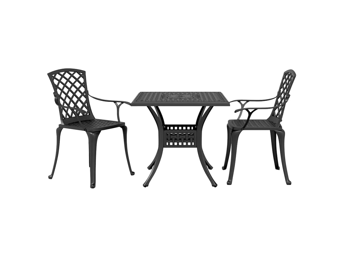 Maison Exclusive - 3 Pcs Conjunto De Bistrô Alumínio Fundido Preto