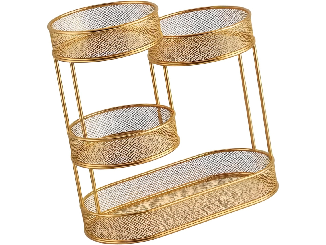Organizador De Mesa De 4 Níveis Para Frutas E Lanches Com Cestas, De Centro Para Uma Bancada Organizada