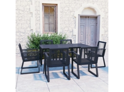Pcs Conjunto De Jantar Para Jardim Vime De Pvc Preto Dkd Home Decor