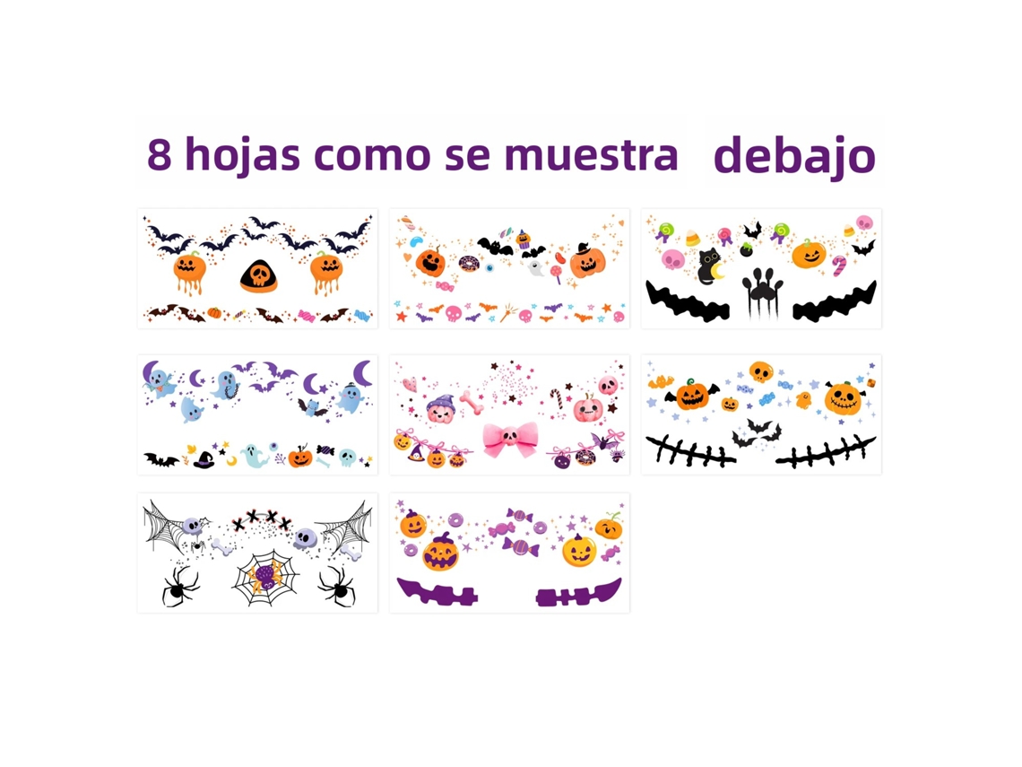 Adesivos de blush para o Halloween, rostos temporários e removíveis, 8 adesivos de tatuagem temporária grátis. MDUG