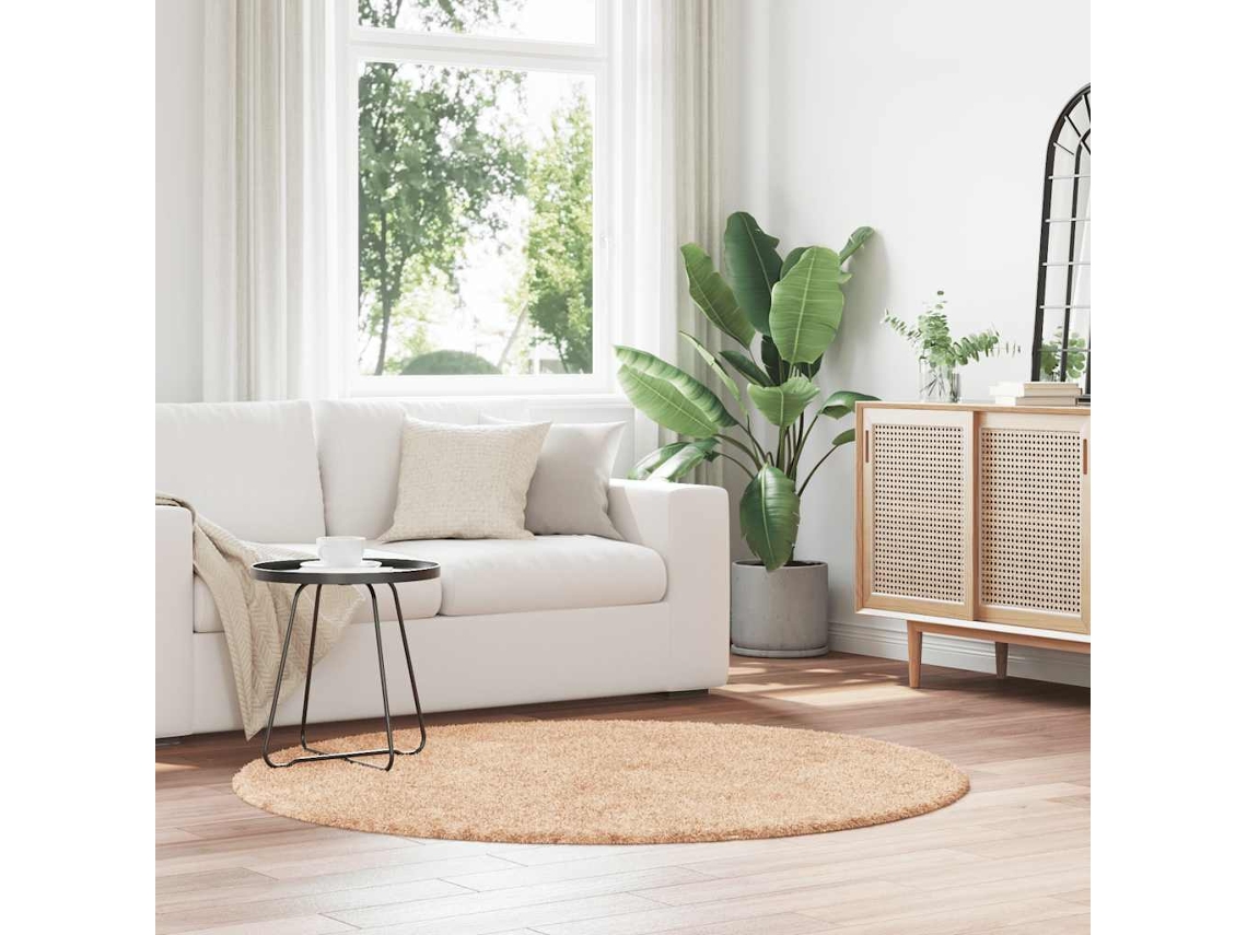 Vidaxl Tapete Shaggy De Pelo Alto Navarra 160x160 Cm Poliéster Bege