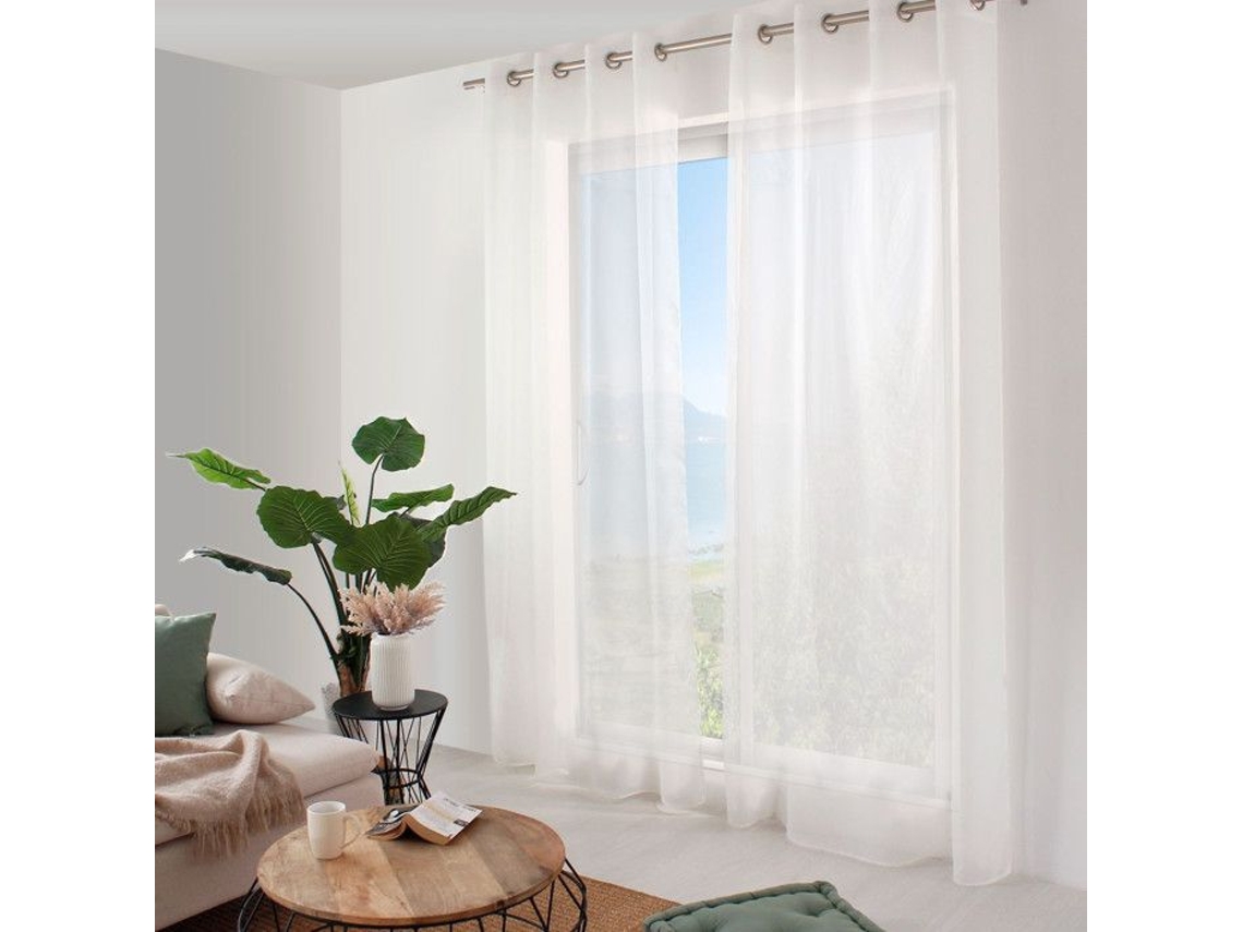 Cortina Transparente Com Ilhó 140xh240 Cm - Candi Branco