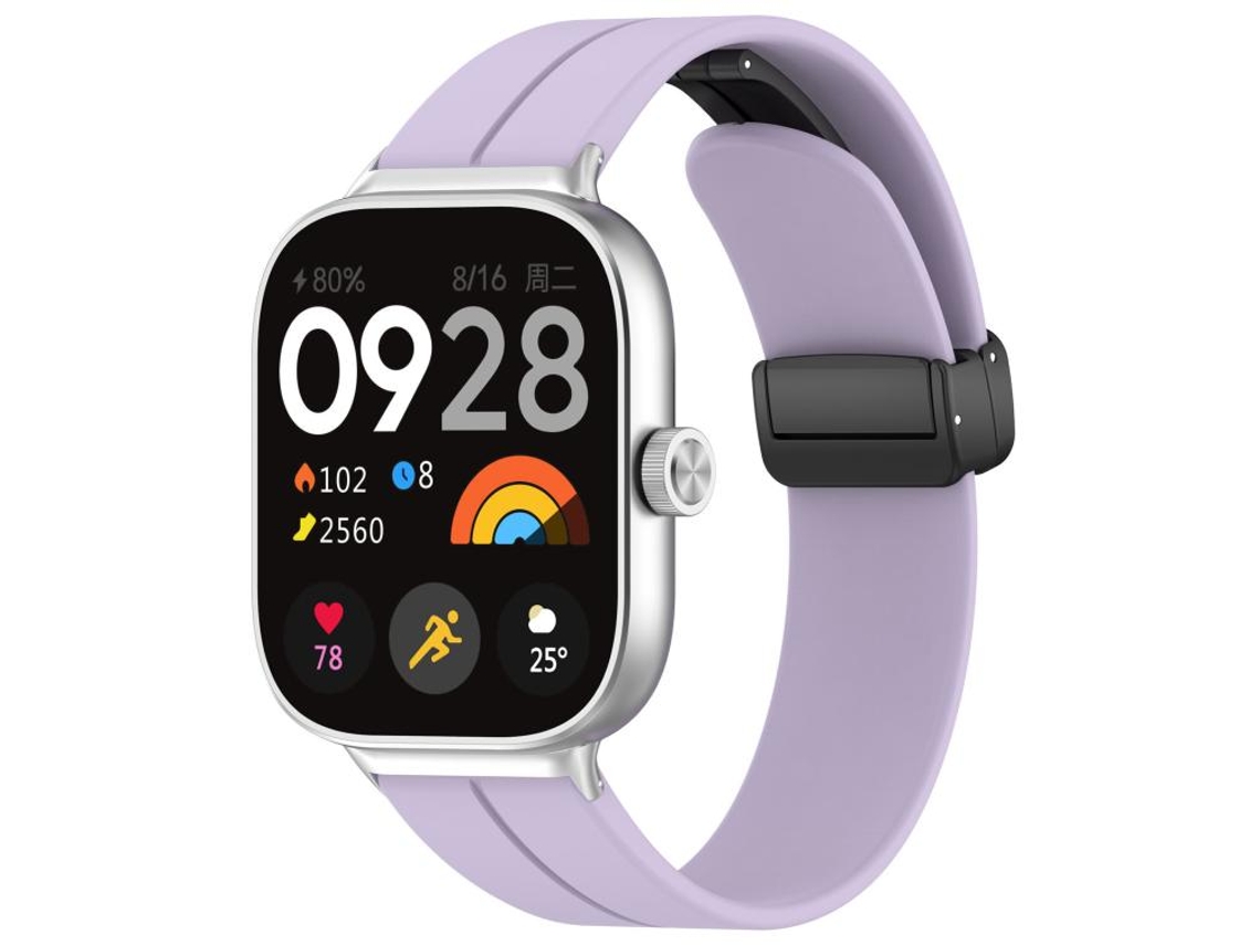 Bracelete Para Xiaomi Band 9 Pro / 8 Pro / Redmi Watch 6 / 5 - Silicone - Cabeça Chata - Fivela Preta Roxa