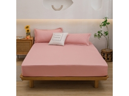Conjunto Lençóis 4 Peças Lençol De Baixo 137x191*36cm Lençol De Cima206*244cm 2 Fronhas 51x76cm Fibras Sintéticas Rosa Hexinyigjly