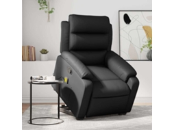 Vidaxl Poltrona Massagens Reclinável Elevatória Couro Artificial Preto