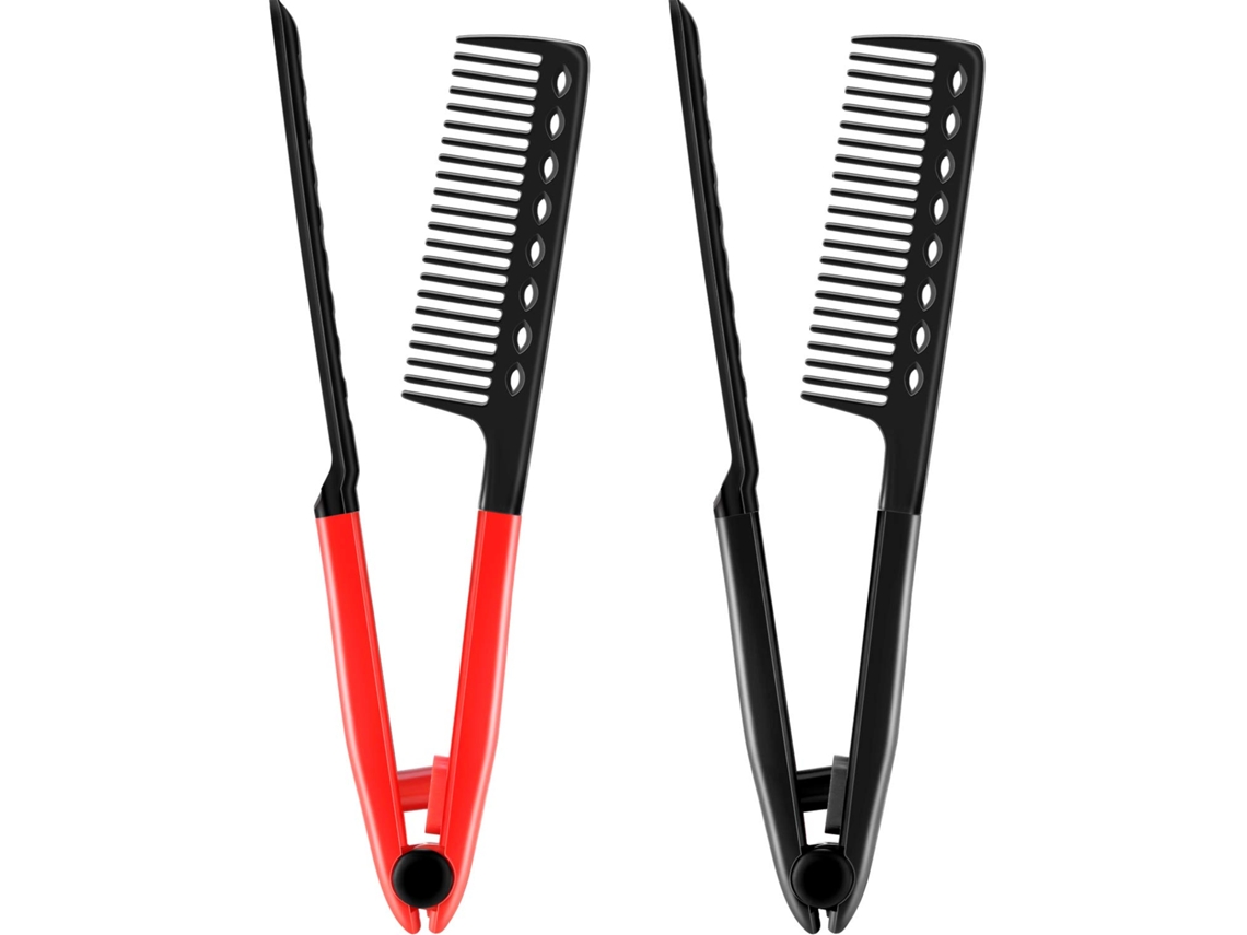Peças Pente de Ferro Plano Alisador Pente de Salão Escova de Cabelo Pentes de Cabeleireiro Alisador de Cabelo em Forma de V JEDBESETZT