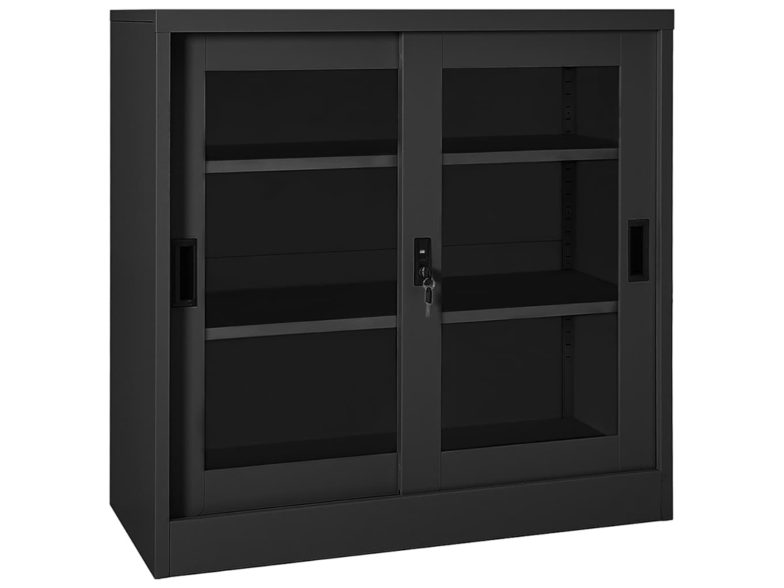 Vidaxl Armário Com Porta Deslizante Aço 90x40x90 Cm Antracite