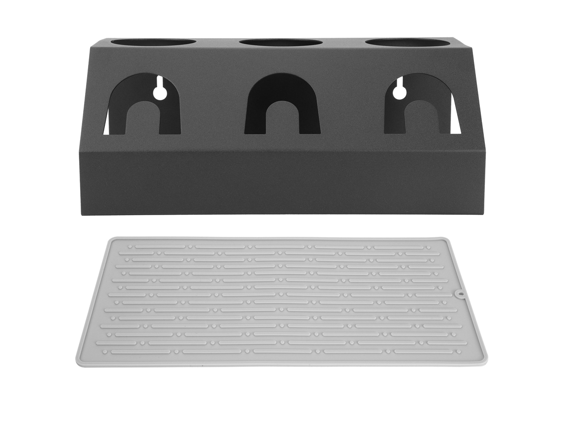 Escorredor de garrafas doméstico com 3 furos, suporte para flocos e escorredor de almofada Sodastream (preto) - aquaforge