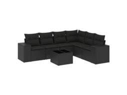 Conjunto de 7 Sofás para Jardim com Almofadões Vime Pe Preto MAISON EXCLUSIVE (7 pcs)