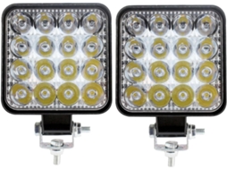 Faróis De Trabalho Automotivos Led 48w, Design Compacto Quadrado Com 16 Leds, Estrutura Metálica, Classificação Ip67