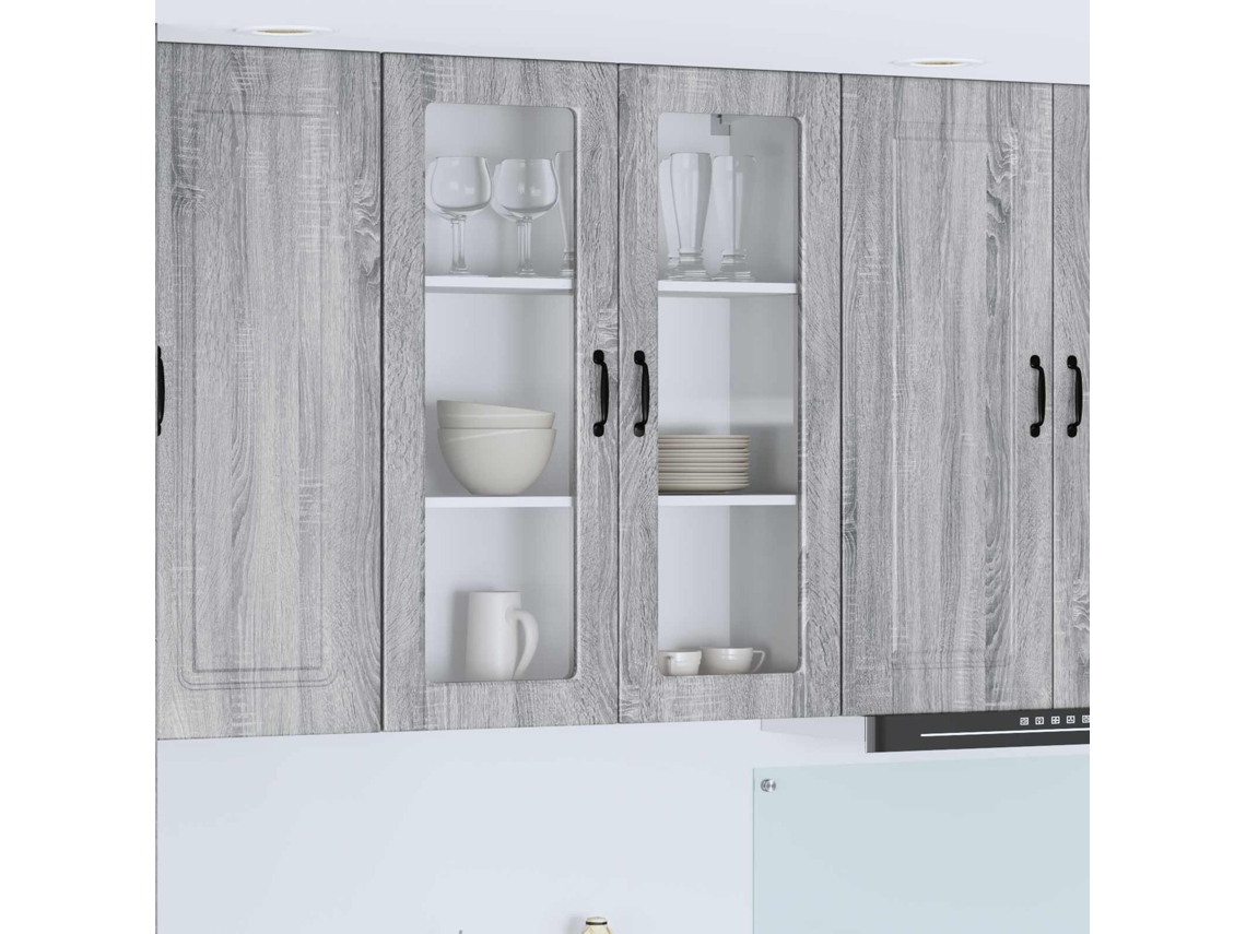 Vidaxl Armário De Vidro De Parede Porto Cinza Sonoma 80 X 31 X 100 Cm