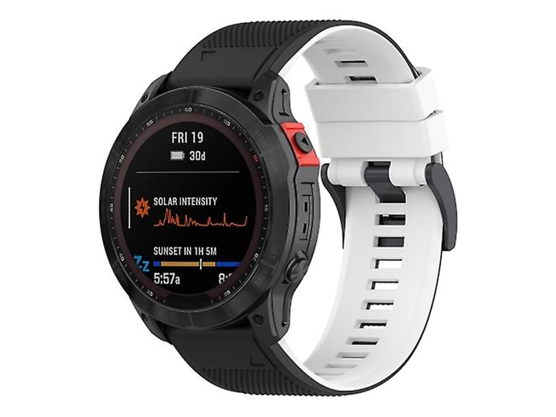 Pulseira De Silicone, Compatível Com Relógio Garmin Fenix 7x, Preta E Branca, Acabamento Moderno