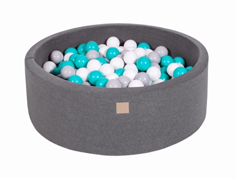Piscina de Bolinhas MEOWBABY para Bebês 90X30Cm/200 Bolas Redonda Algodão Cinza Escuro: Turquesa/Cinza/Branco