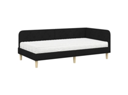 Conjunto 1 Estrutura De Cama De Canto Vidaxl Preto Tecido (90 X 200 Cm)