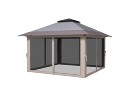 Tenda Dobrável Pop-up Com Altura Ajustável Proteção Uv50+ Telhado Duplo E Redes Mosquiteiras 4x4x2,8 M Cinzento Claro