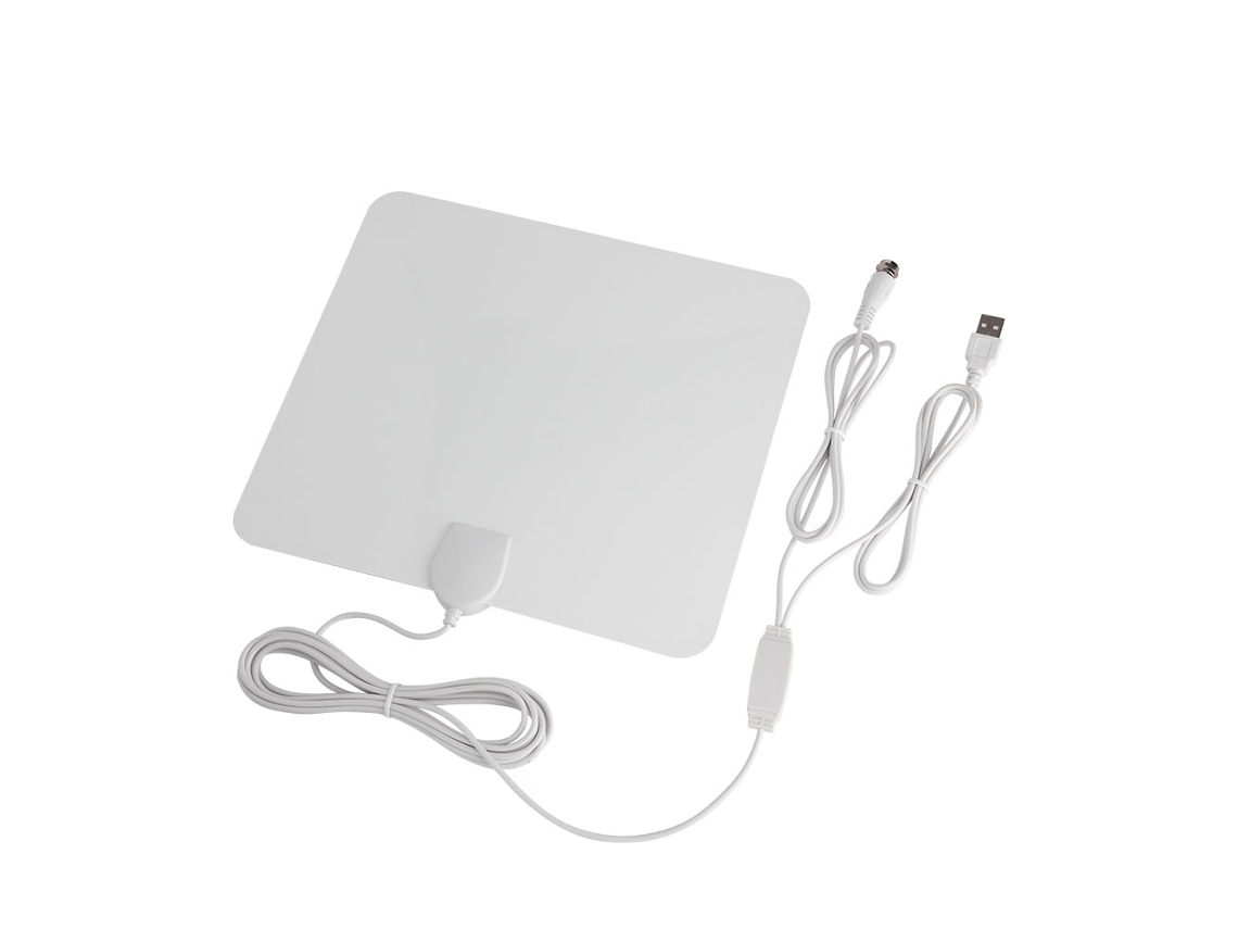 Antena Digital Indoor Para Tv Hd Amplificada - Alcance 50 Milhas Com Cabo Coaxial De 10 Pés