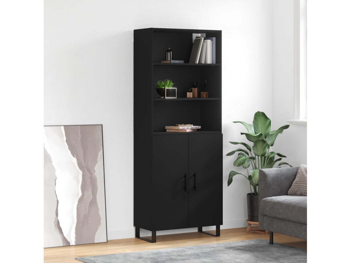 Armario alto 69,5x34x180 cm Derivados de madera Negro