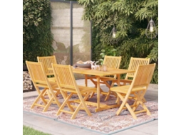 Vidaxl 7 Pcs Conjunto De Jantar Para Jardim Madeira De Teca Maciça