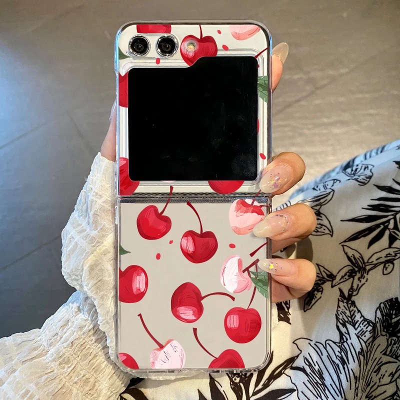 (a371) Capa Dobrável Para Celular Galaxy Z Flip3 Com Estampa De Frutas Coloridas, Versão Transparente