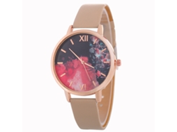 Relógio Casual Feminino Zlf0555 c Pulseira de Couro Quartzo Bege