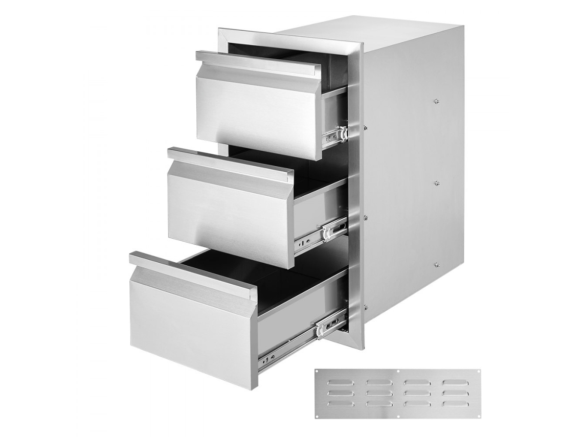 Gaveta Inox Para Cozinha Exterior Com 3 Níveis De Arrumação Tekmaquinas