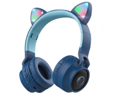 Fones De Ouvido Infantis Sem Fio Bluetooth Aditam Com Orelhas Gato, Luzes De Led E Microfone Conforto Em Dobro