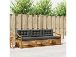 Vidaxl Conjunto De Sofás Para Exterior 3 Unid. Natural E Antracite