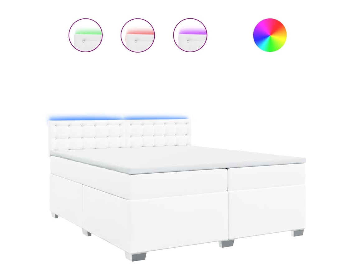 Cama com Molas Couro Artificial Branco MAISON EXCLUSIVE 200x200 cm