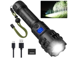 Lanterna de Cabeça Recarregável P70 100000 Lumens 5 Modos de Iluminação Preto HALINUIA