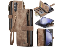Capa De Celular Caseme C30 Multifuncional Com Zíper E Compartimentos Para Cartões, Em Couro Sintético, Para Samsung Galaxy Z Fold5.